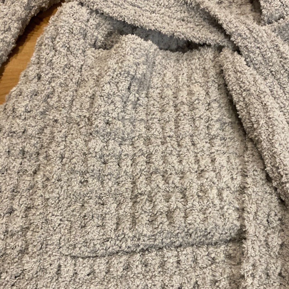 NWOT: Pottery Barn Ultra Soft Gray/Grey Knee Length Wake Waffle Weave Robe - Picture 3 of 8